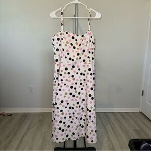Jessica Howard Dress Sundress Cocktail Party Size 16 Polka Dot White Pink A-line